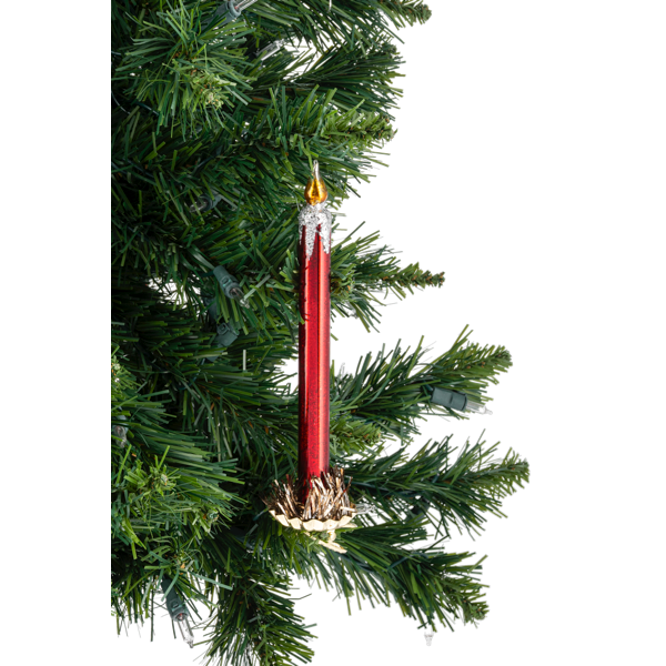 Clip-On Glass Candle Ornament-Red or Gold, each sold separately