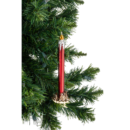 Clip-On Glass Candle Ornament-Red or Gold, each sold separately