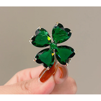 Saint Patrick's Day Rhinestone Clover Brooch Pin