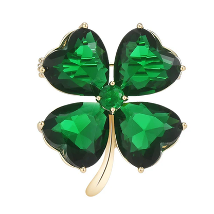 Saint Patrick's Day Rhinestone Clover Brooch Pin