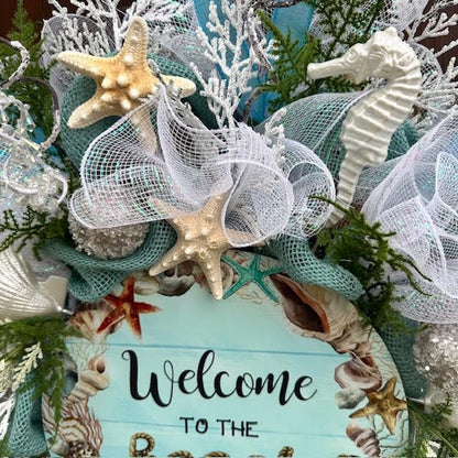 Coastal "Welcome to the Beach" Wreath-Handmade
