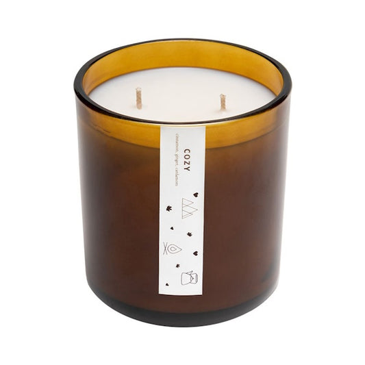 Cozy 2-Wick Candle, Amber Glass Vessel, 13-oz