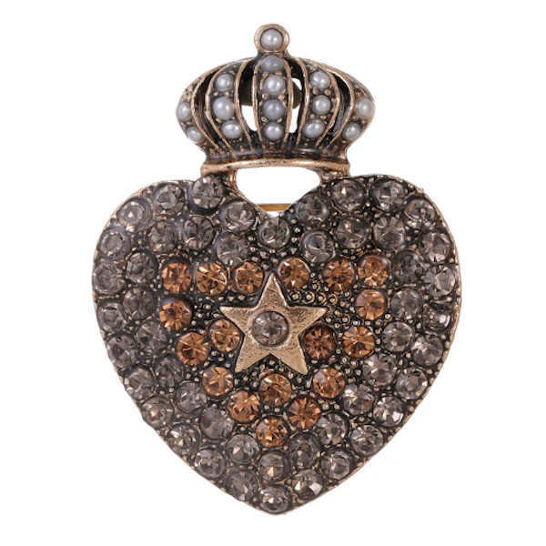 Crown Heart Brooch