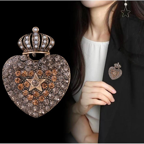 Crown Heart Brooch
