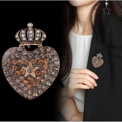 Crown Heart Brooch