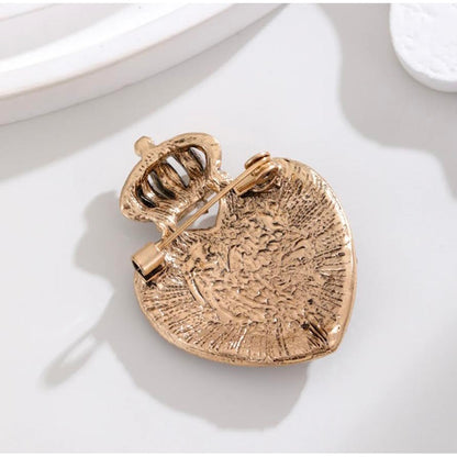 Crown Heart Brooch