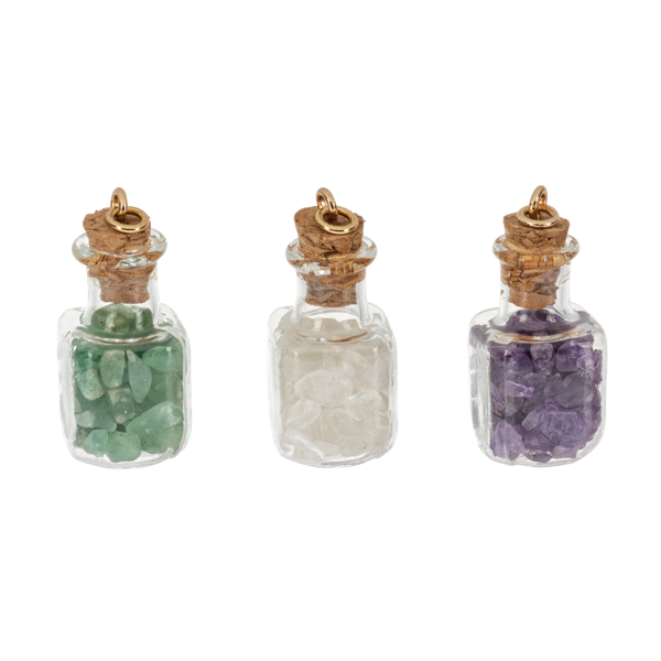 Crystal Intention Bottle Charms-Assorted Gemstones, each sold separately