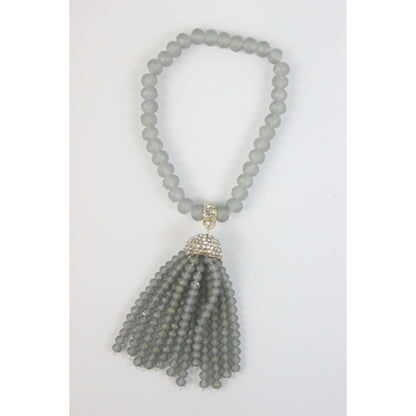 Crystal Tassel Stretch Bracelet-Grey