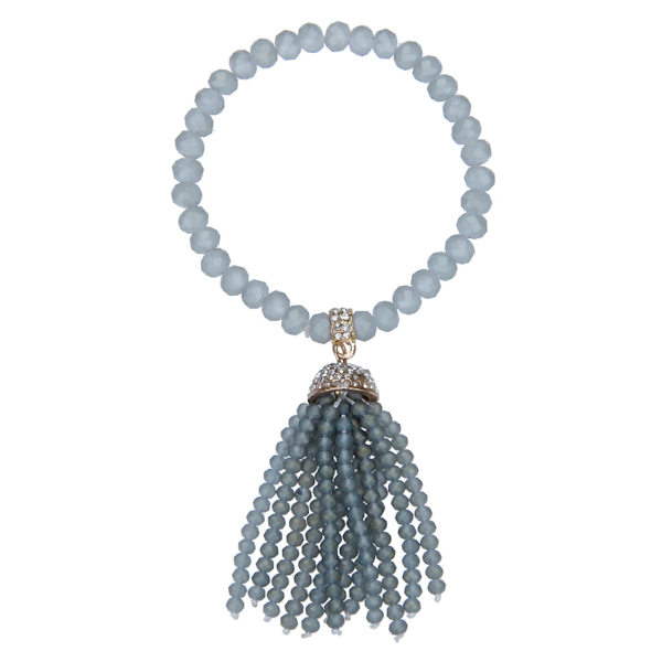 Crystal Tassel Stretch Bracelet-Grey