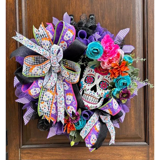 Day of the Dead Wreath, Handmade-Custom