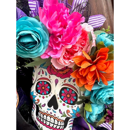 Day of the Dead Wreath, Handmade-Custom