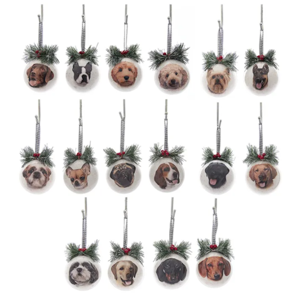 Dog Head Design Decoupage Ball Ornament-Assorted, sold seperately