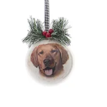 Dog Head Design Decoupage Ball Ornament-Assorted, sold seperately