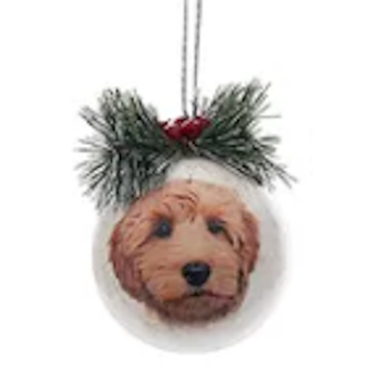 Dog Head Design Decoupage Ball Ornament-Assorted, sold seperately