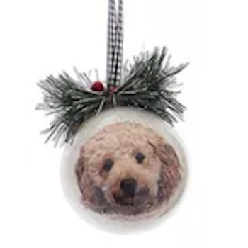 Dog Head Design Decoupage Ball Ornament-Assorted, sold seperately