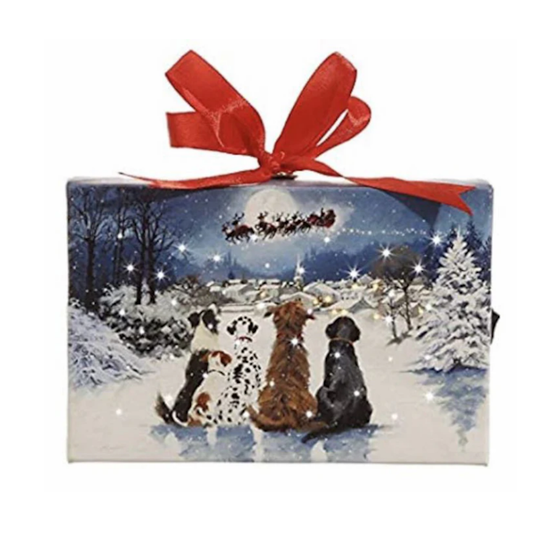 Dogs Watching Santa LED Canvas with Stand