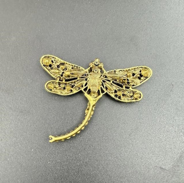 Dragonfly Rhinestone Brooch-Brown
