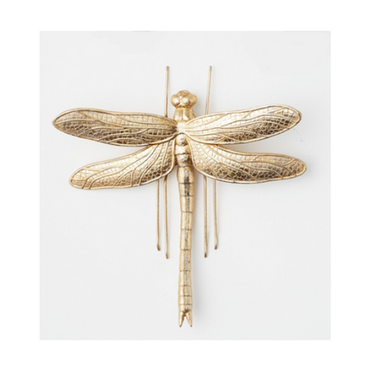 Metal Dragonfly Plaque, Gold