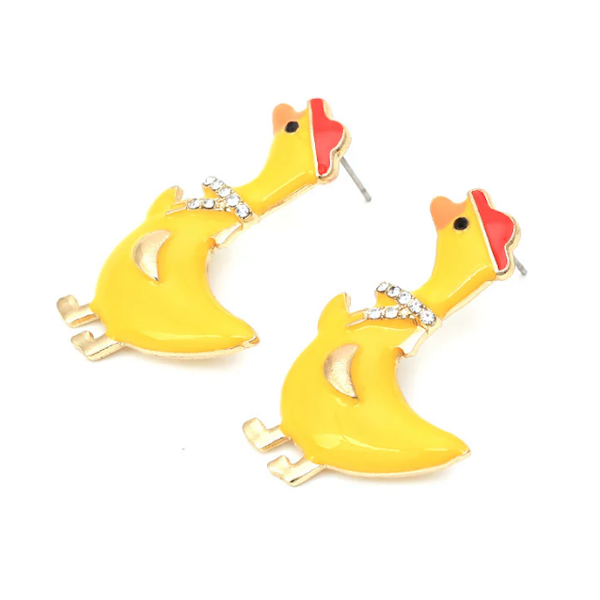 Duck Rhinestone Earrings