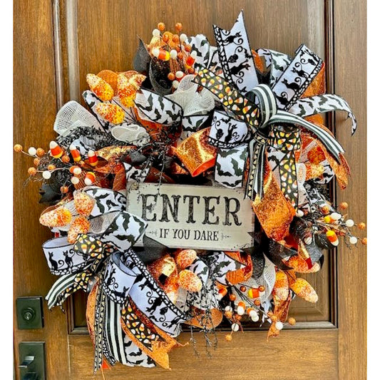 "Enter If You Dare"- Halloween Wreath - Custom made