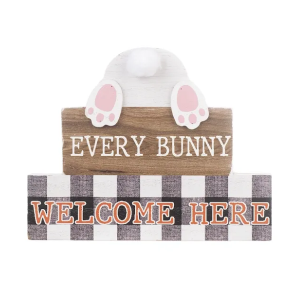 'Every Bunny Welcome Here' Wood Block Sign