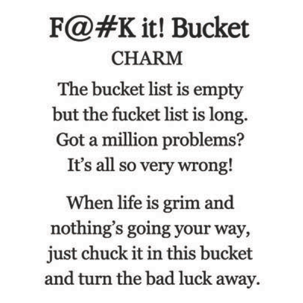 F@#k it! Bucket Pocket Charm with Insert Card