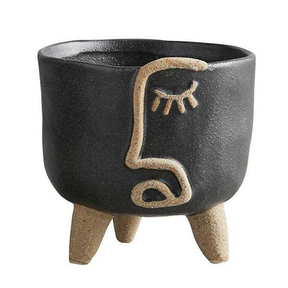 Textured Footed Ceramic Face Planter, Assorted Sizes, sold separately