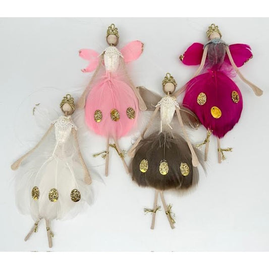 Feather Ballerina Fairy Ornament-Assorted Colors, each sold separately