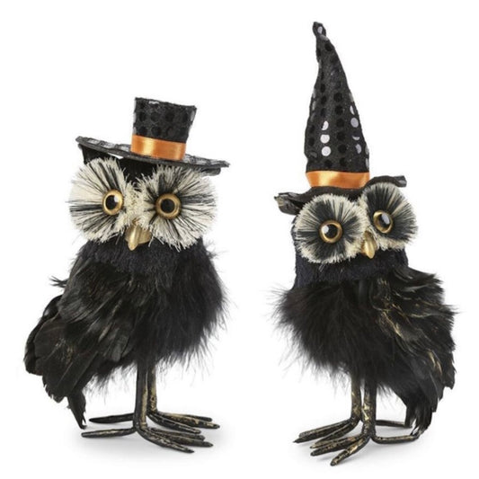 Black Feather Owl with Hat, 2 styles, sold separately