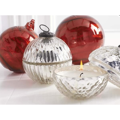 Filled Mercury Glass Lidded Ornament Candle-Assorted, sold seperately