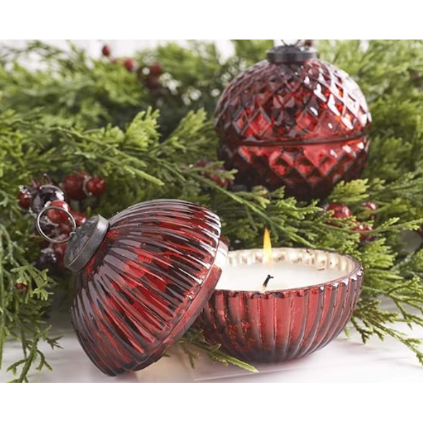 Filled Mercury Glass Lidded Ornament Candle-Assorted, sold seperately