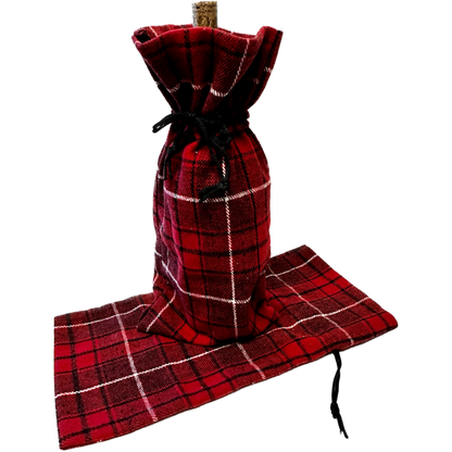 Cozy Plaid Flannel Wine Bottle Bag