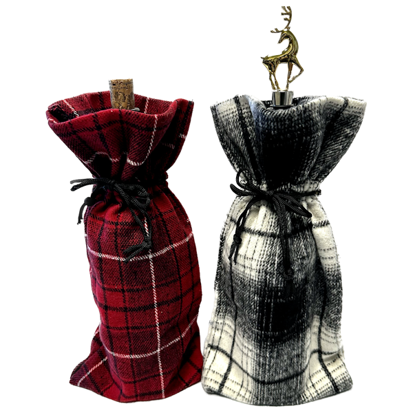 Cozy Plaid Flannel Wine Bottle Bag