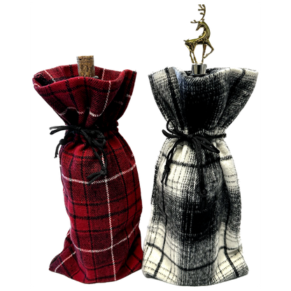 Cozy Plaid Flannel Wine Bottle Bag