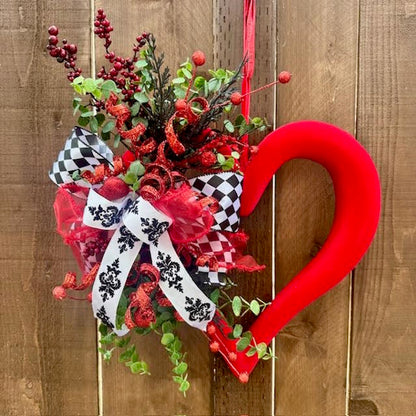 Flocked Heart Wreath, Handmade