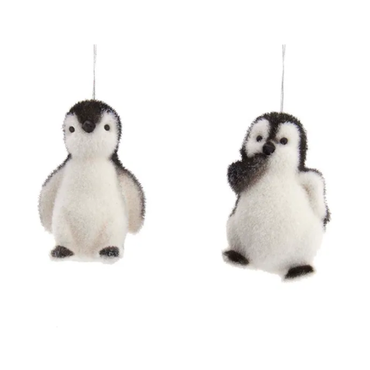 Flocked Penguin Ornament, Assorted Styles-each sold seperately