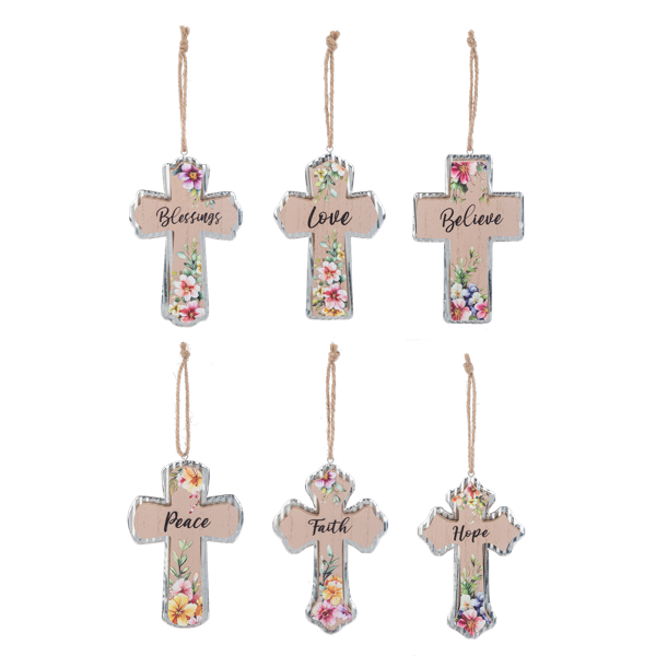 Floral Cross Ornaments-Assorted, each sold seperately