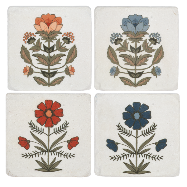 Floral Pattern Coasters-Set of 4