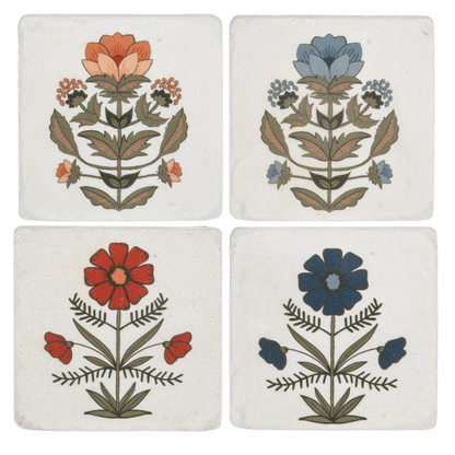 Floral Pattern Coasters-Set of 4