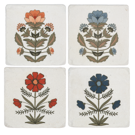 Floral Pattern Coasters-Set of 4