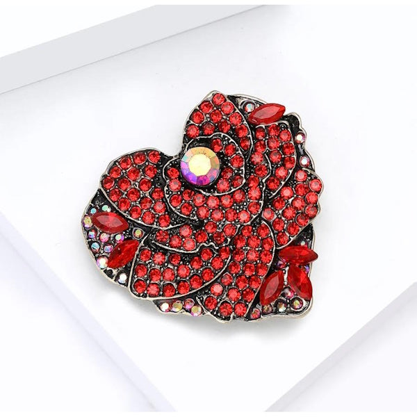 Flower Heart Brooch Pin