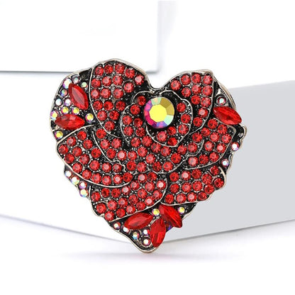 Flower Heart Brooch Pin
