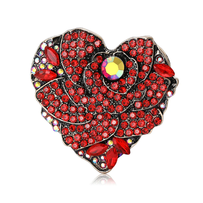 Flower Heart Brooch Pin