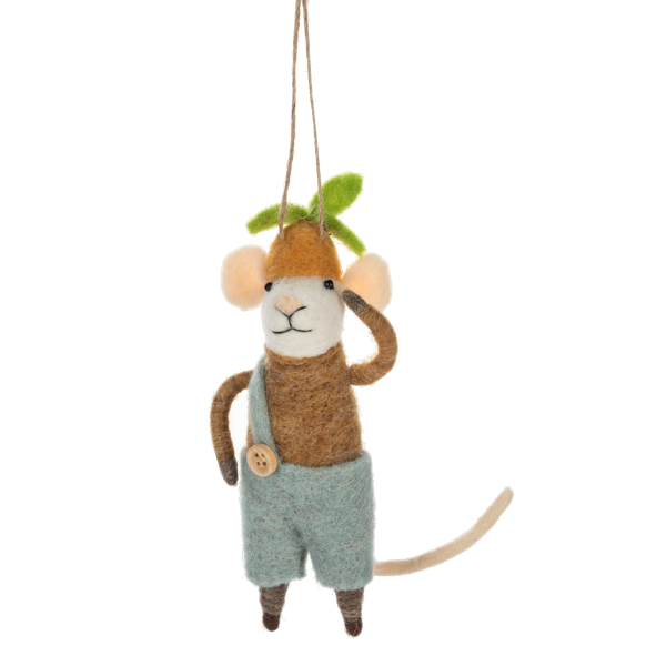 Handcrafted Forest Mouse Ornaments-Assorted, each sold separately