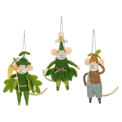 Handcrafted Forest Mouse Ornaments-Assorted, each sold separately