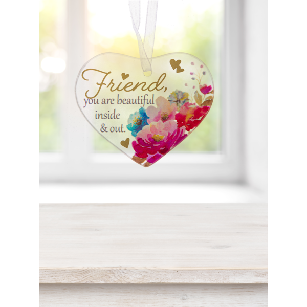 Friend, You Are Beautiful Inside & Out, glass ornament