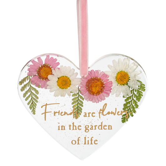 Friends Are Flowers in the Garden of Life-Acrylic Heart Ornament