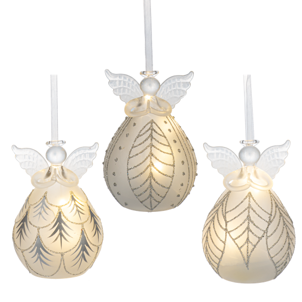 Luxury Lite LED Frosted Angel Ornaments-Assorted Styles, each sold separately