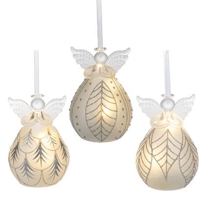 Luxury Lite LED Frosted Angel Ornaments-Assorted Styles, each sold separately