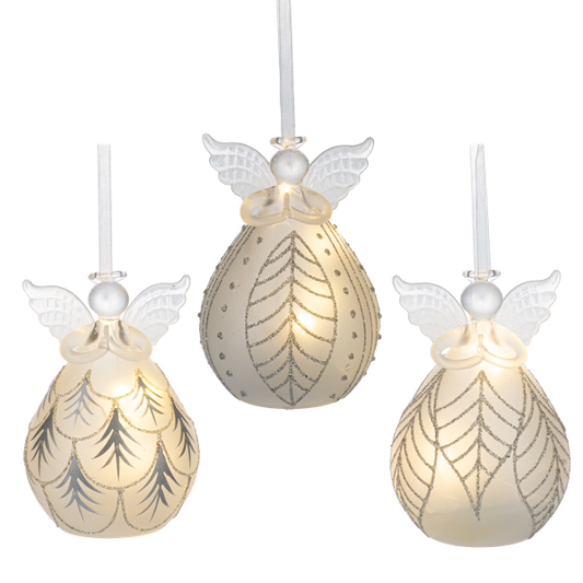 Luxury Lite LED Frosted Angel Ornaments-Assorted Styles, each sold separately